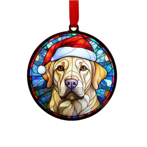 Labrador Yellow in Santa Hat Suncatcher Decoration